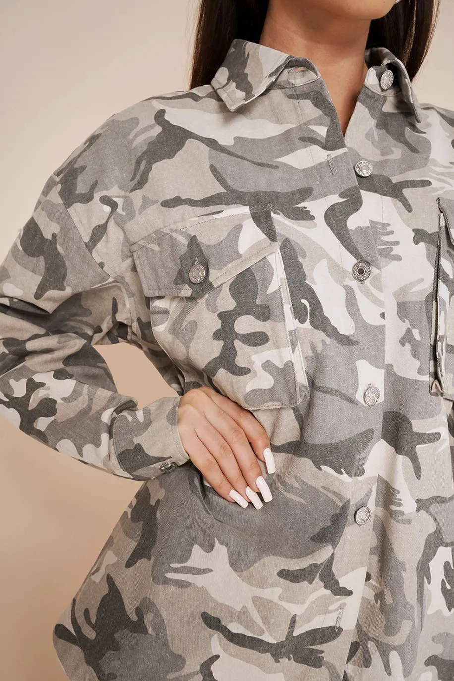 Oversize military shacket