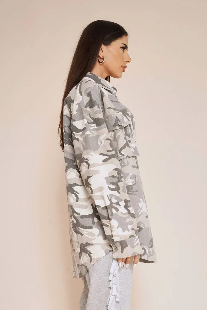 Oversize military shacket