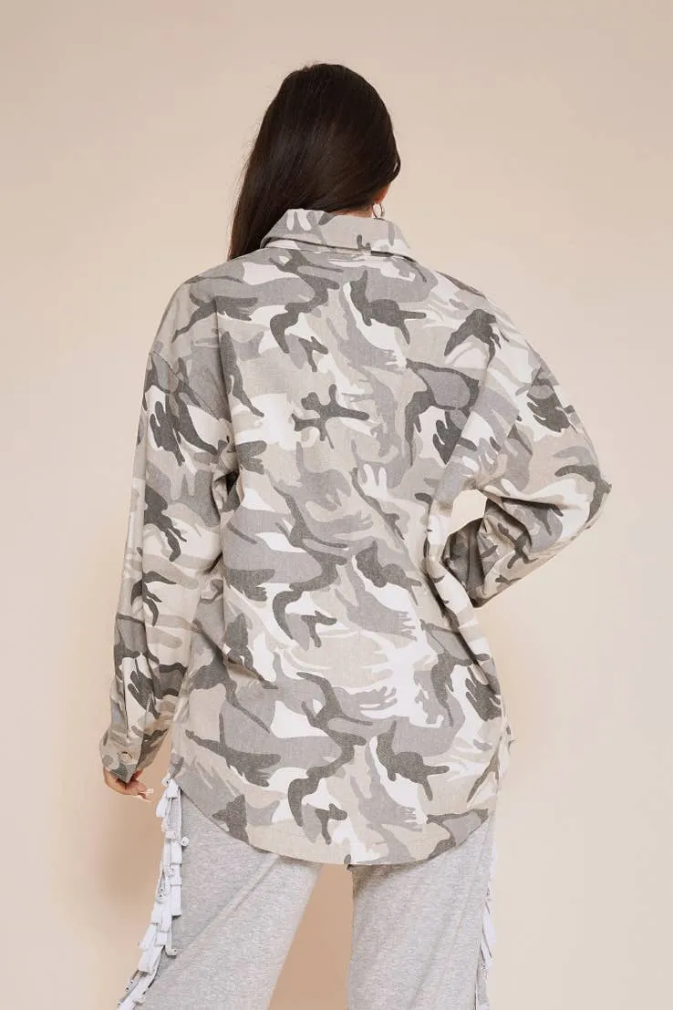Oversize military shacket