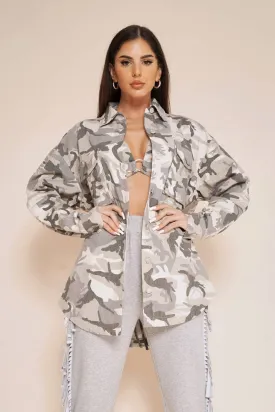 Oversize military shacket