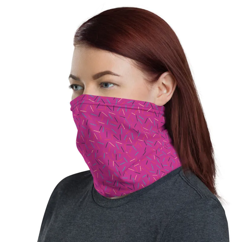 Pink Birthday Face Mask, Face Shield Headband Bandana Neck Warmer-Made in USA/EU