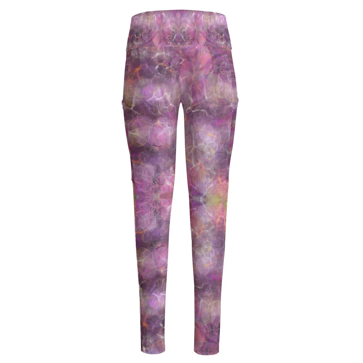 Pink Circles High Waist Leggings With Side Pockets up to 6 XL