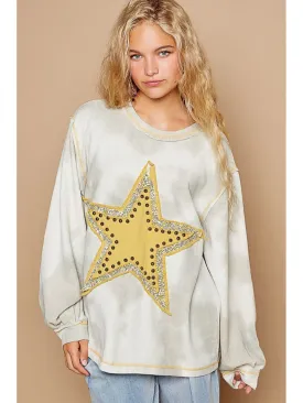 POL Washed Star Patch With Studded Top