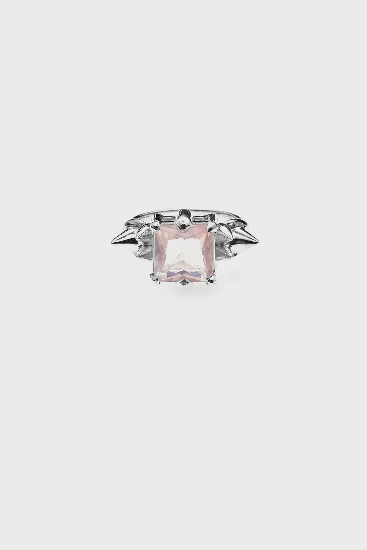 Punk Rose Ring - Silver / Rose Quartz