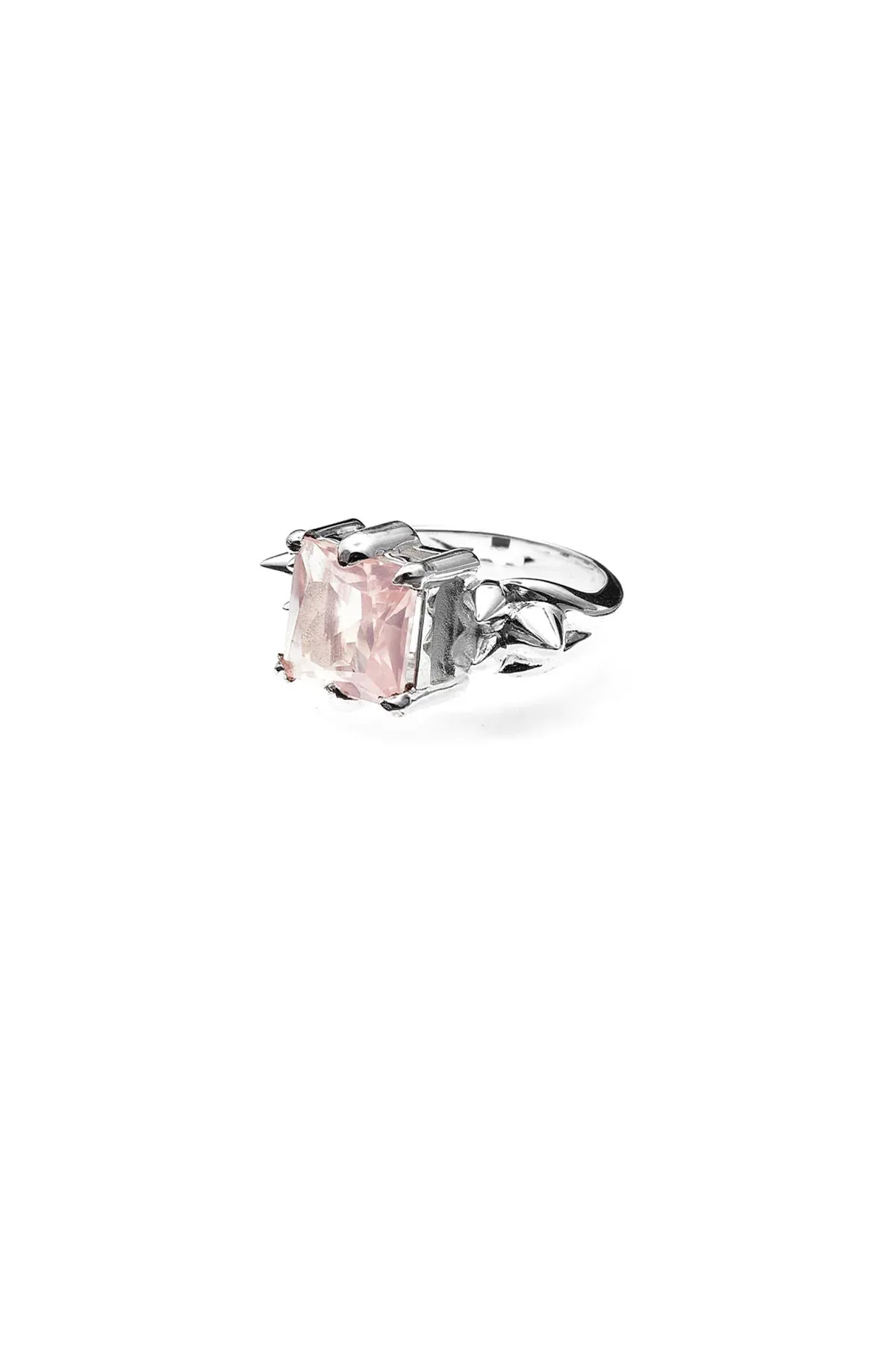 Punk Rose Ring - Silver / Rose Quartz