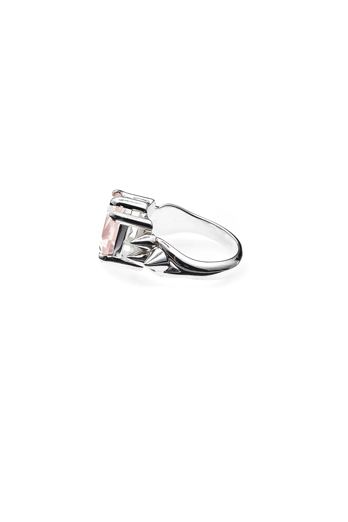 Punk Rose Ring - Silver / Rose Quartz