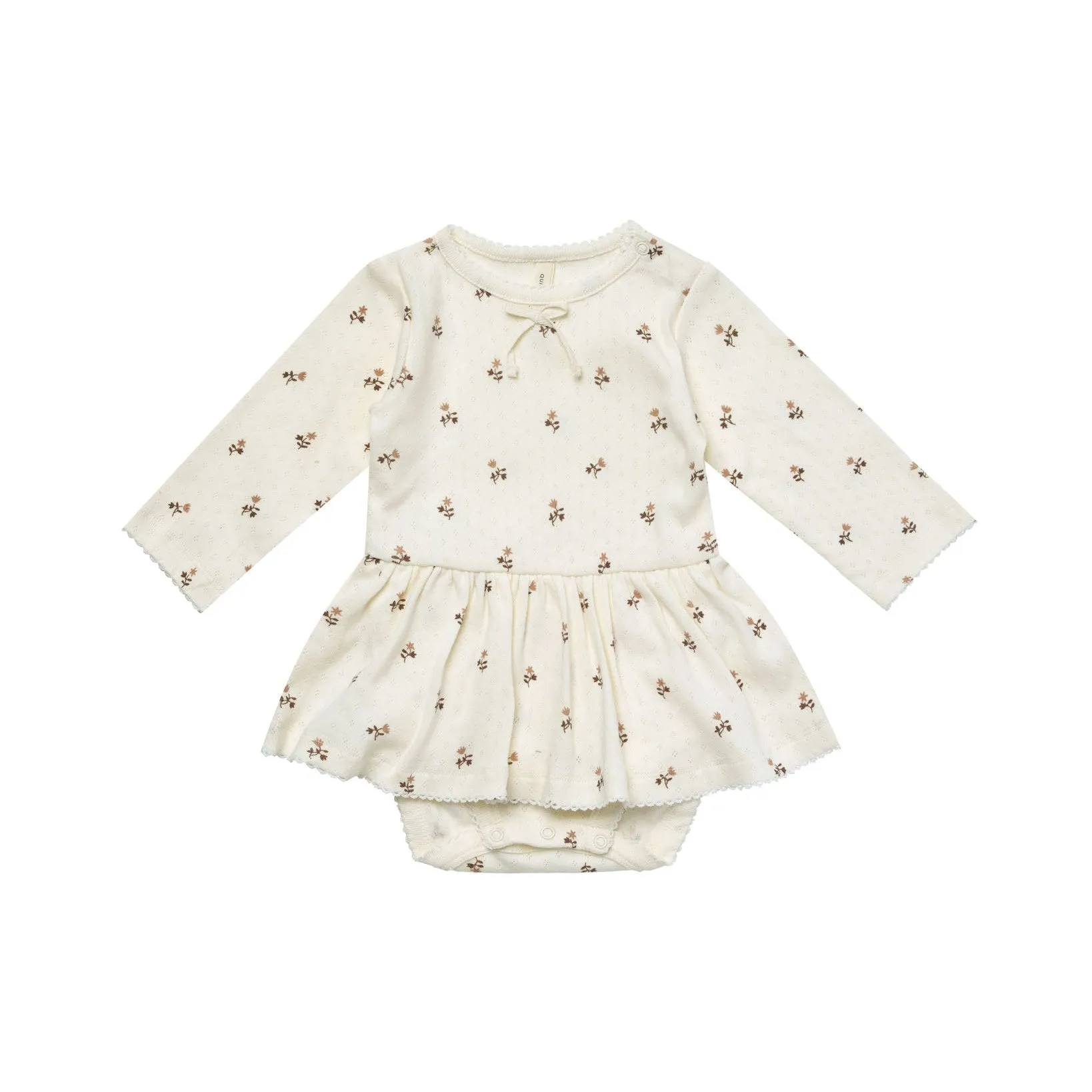 Quincy Mae Pointelle Skirted Bodysuit - Rose Fleur