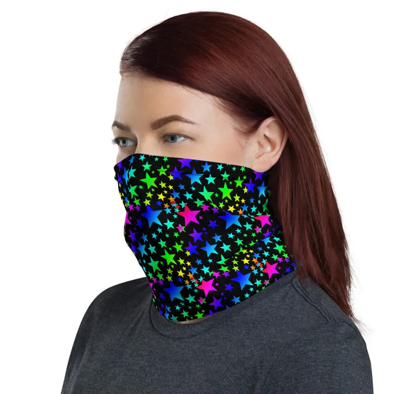 Rainbow Stars Face Mask, Rainbow Print Best Face Cover Shield, Reusable Washable Bandana-Made in USA/EU