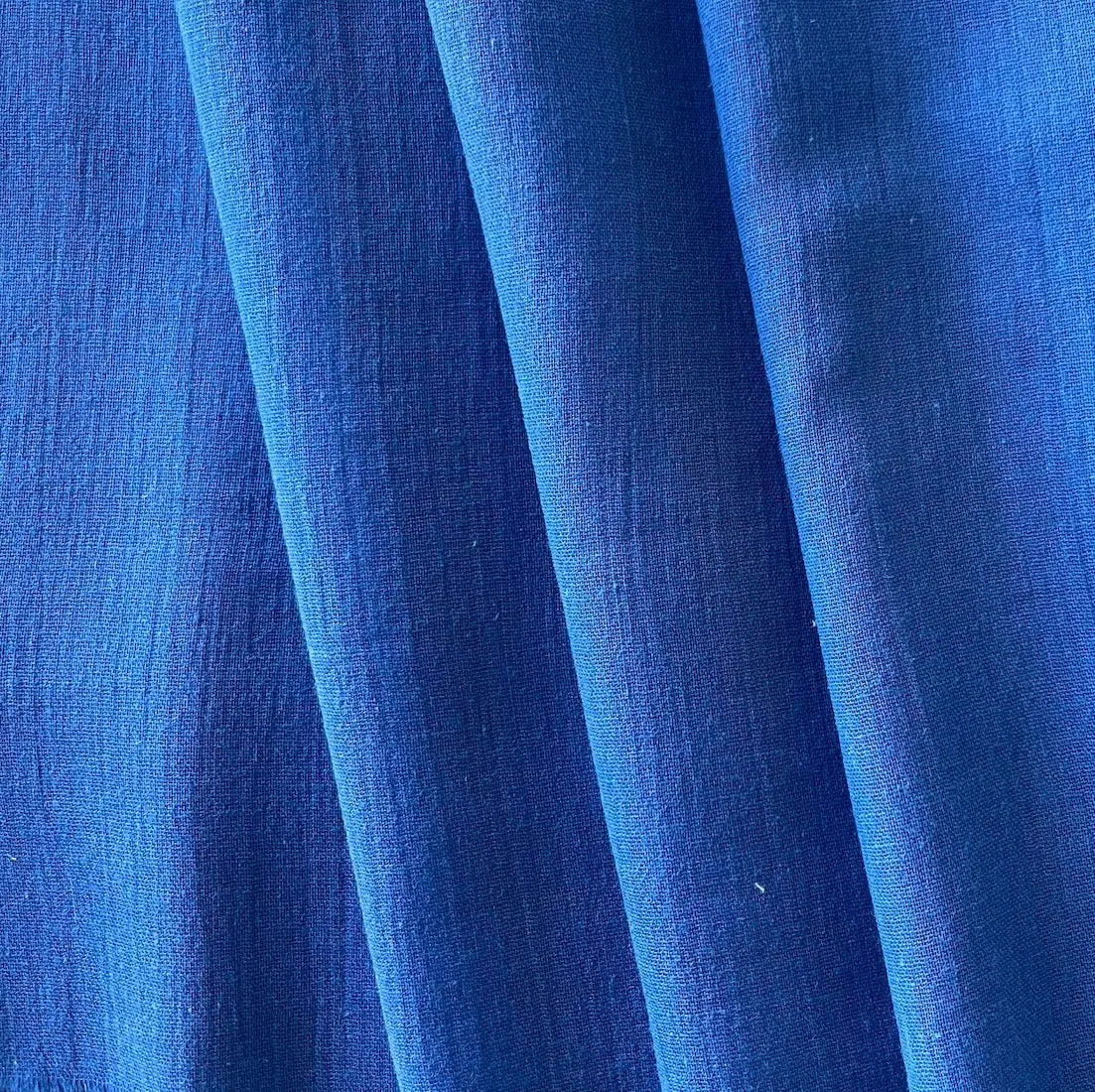 Semi-Sheer Royal Blue Crinkled Cotton Gauze