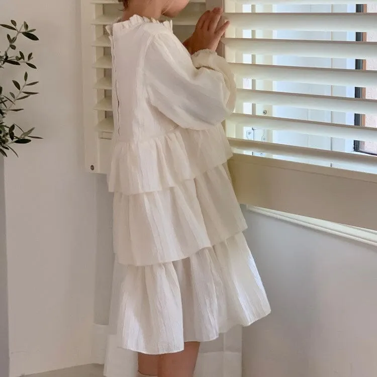 Sofia Long Sleeve Pleated Cake Dress