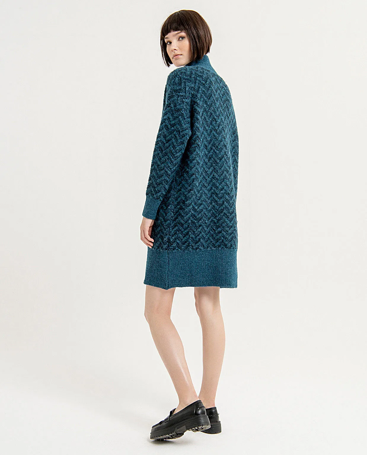 Surkana jacquard knit mini dress blue