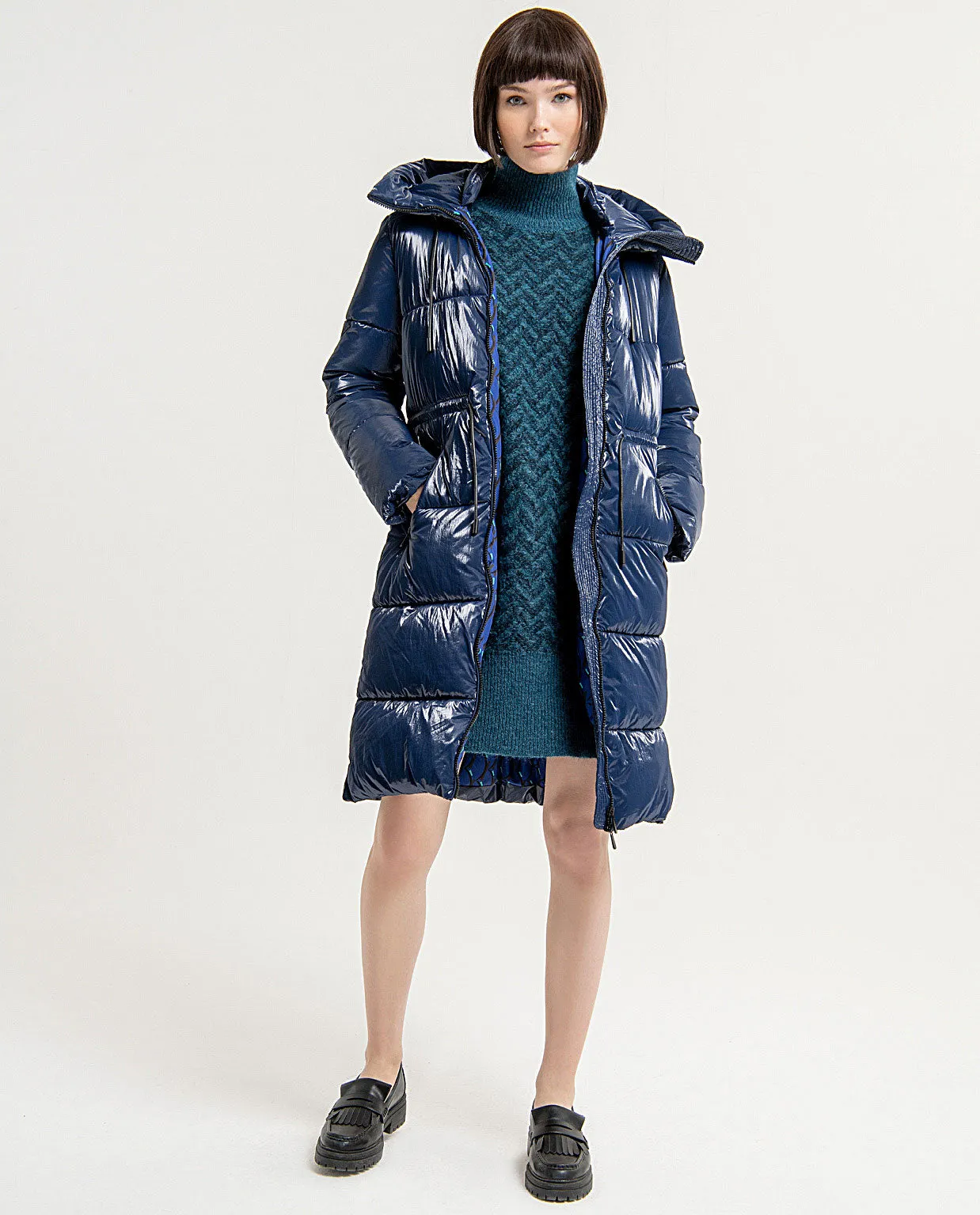 Surkana jacquard knit mini dress blue