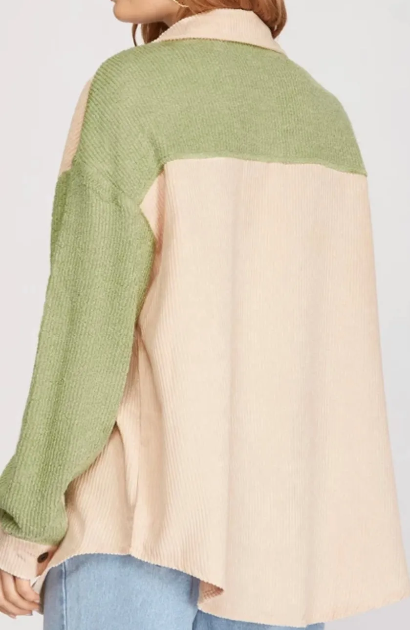 Tennessee Whiskey Shacket in Sage