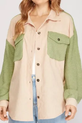 Tennessee Whiskey Shacket in Sage