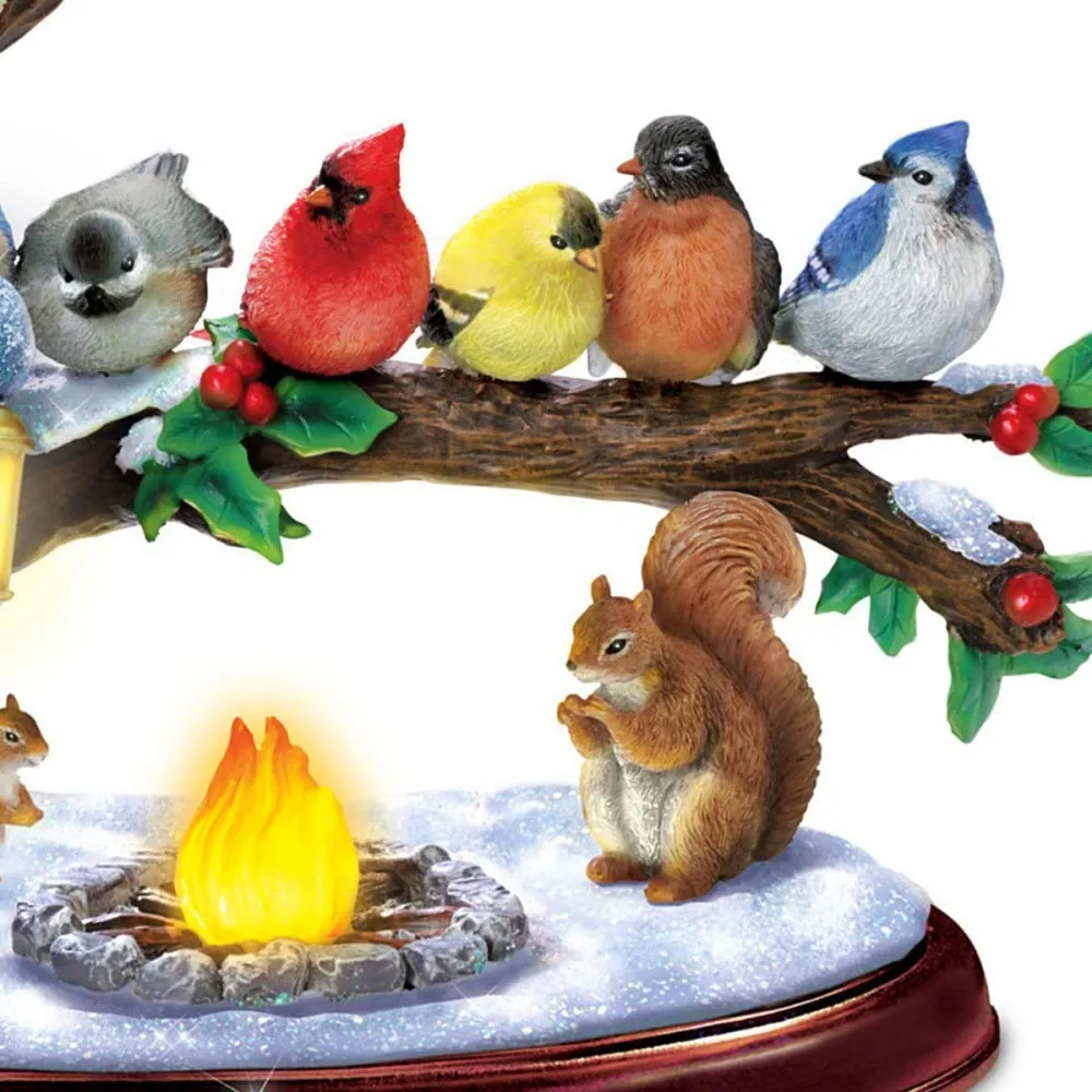 The Bradford Exchange Lighted Musical Snowman & Songbird Sculpture Christmas Decoration by Thomas Kinkade 12.5"-Inches