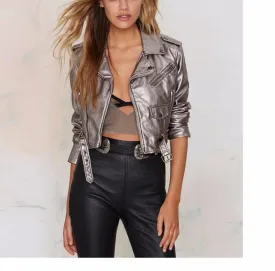 vibrant punk leather jacket