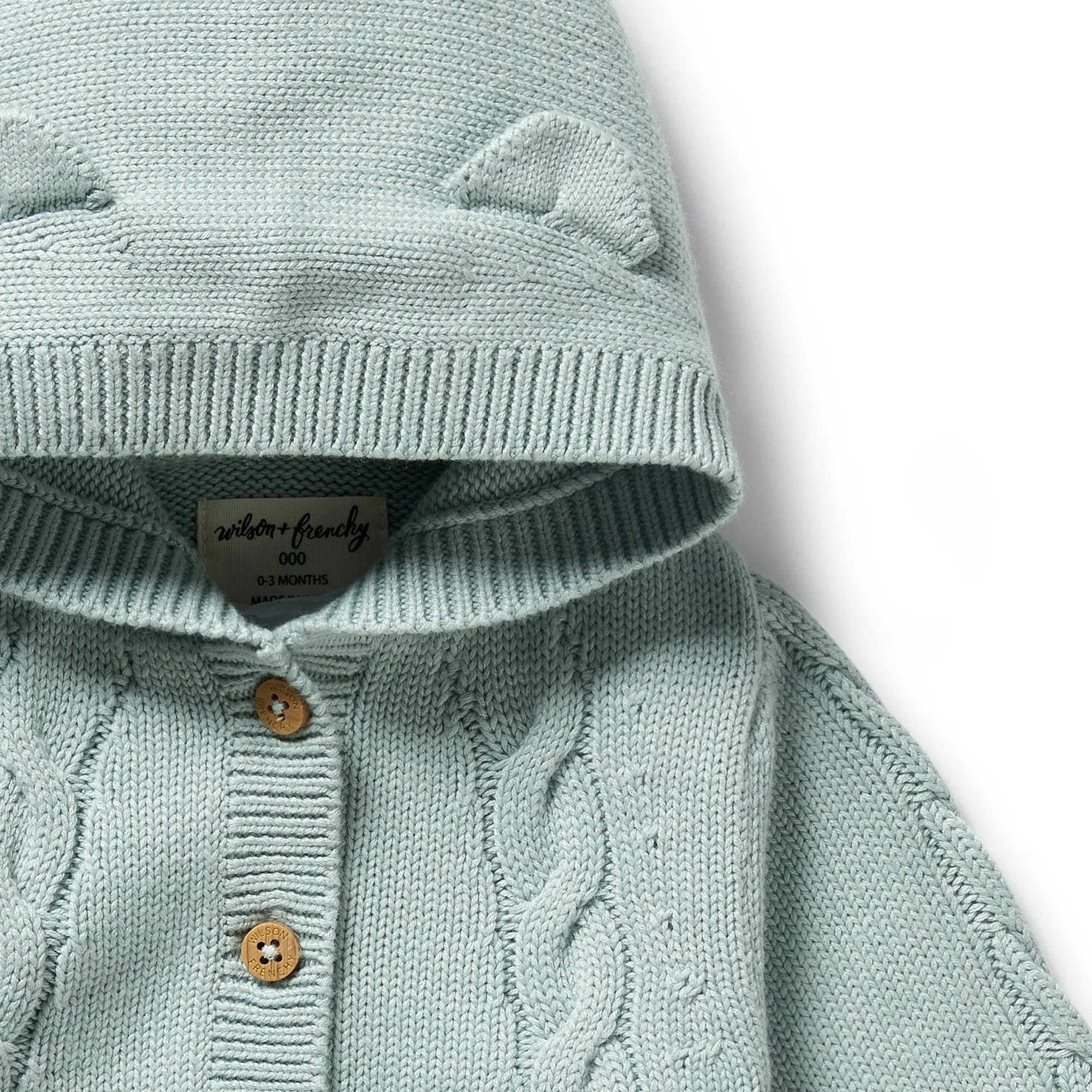Wilson & Frenchy - Duck Egg Organic Knitted Cable Jacket