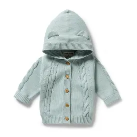 Wilson & Frenchy - Duck Egg Organic Knitted Cable Jacket