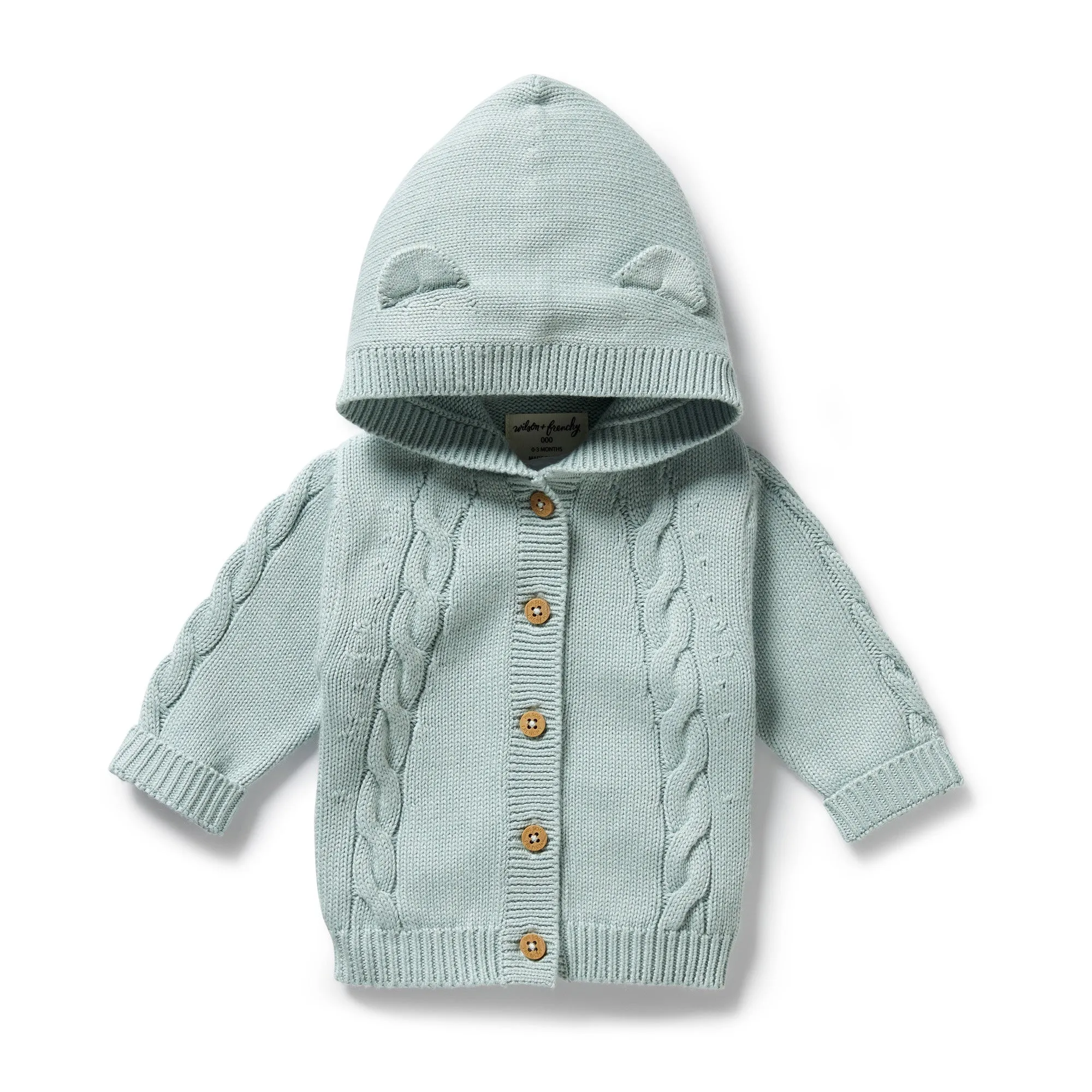 Wilson & Frenchy - Duck Egg Organic Knitted Cable Jacket