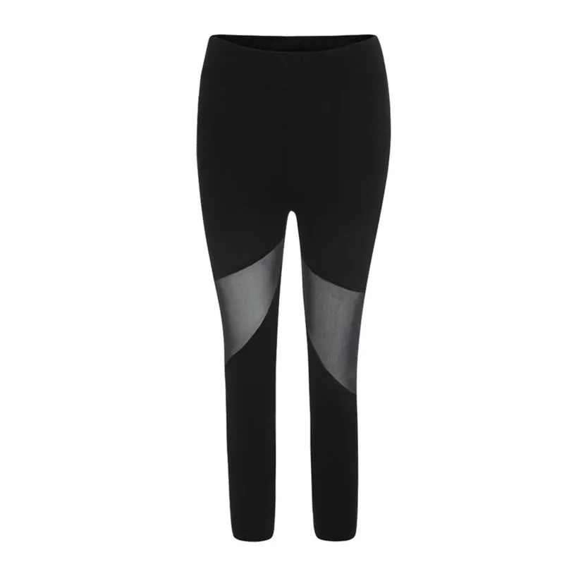 Women Leggings Gothic Insert Mesh Design Trousers Big Size Fitness Pants