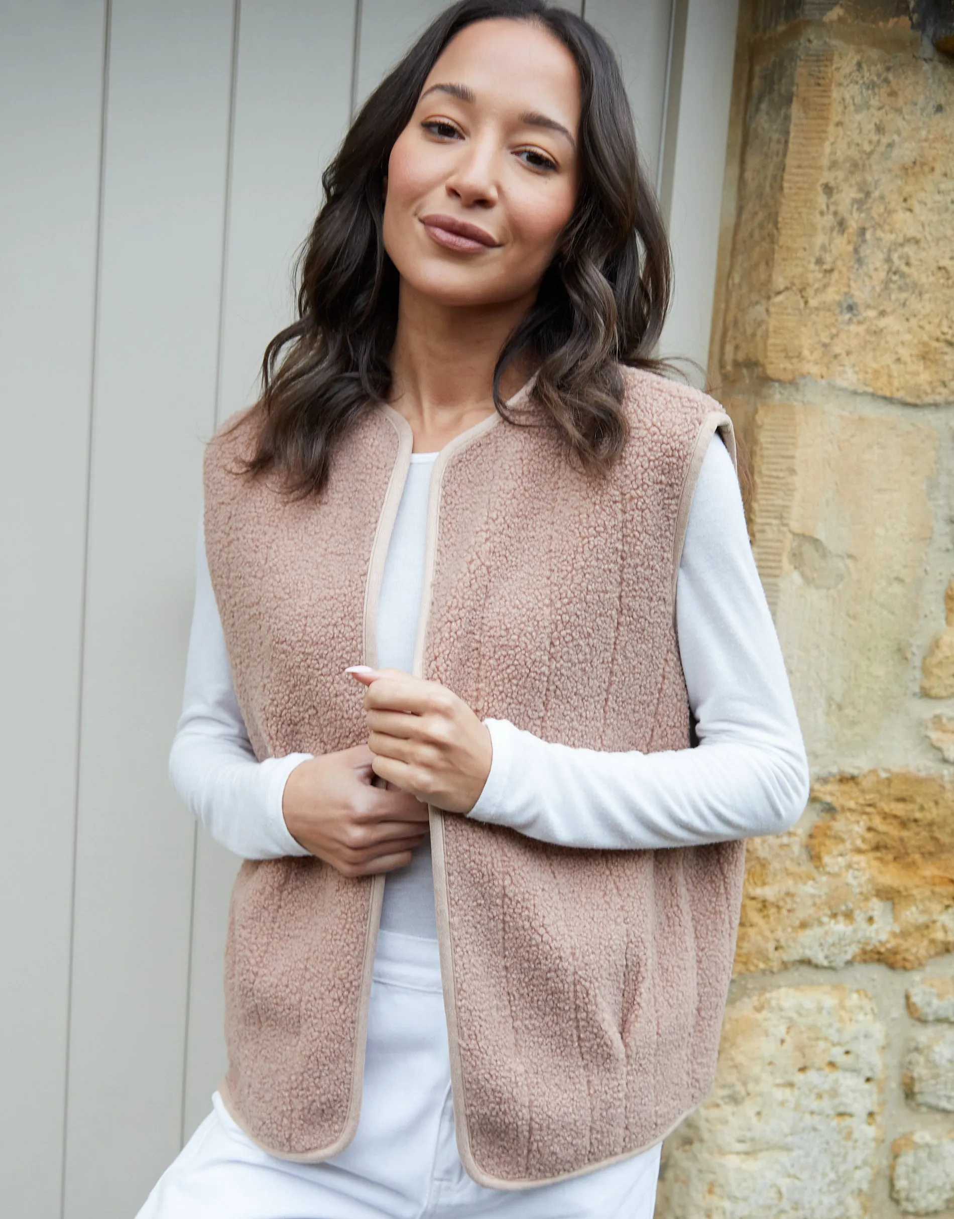 Women's Mauve Fleece Borg Gilet