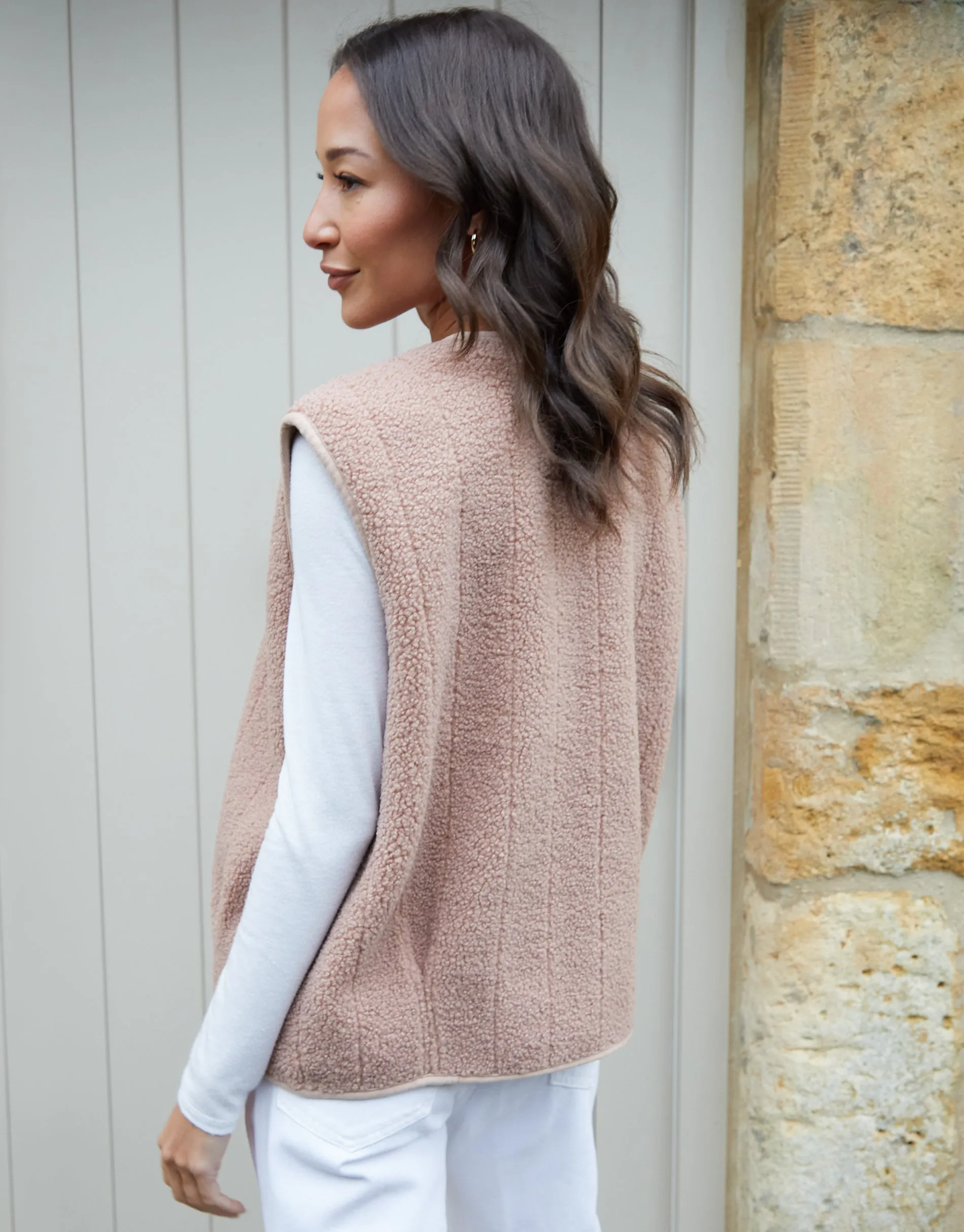 Women's Mauve Fleece Borg Gilet